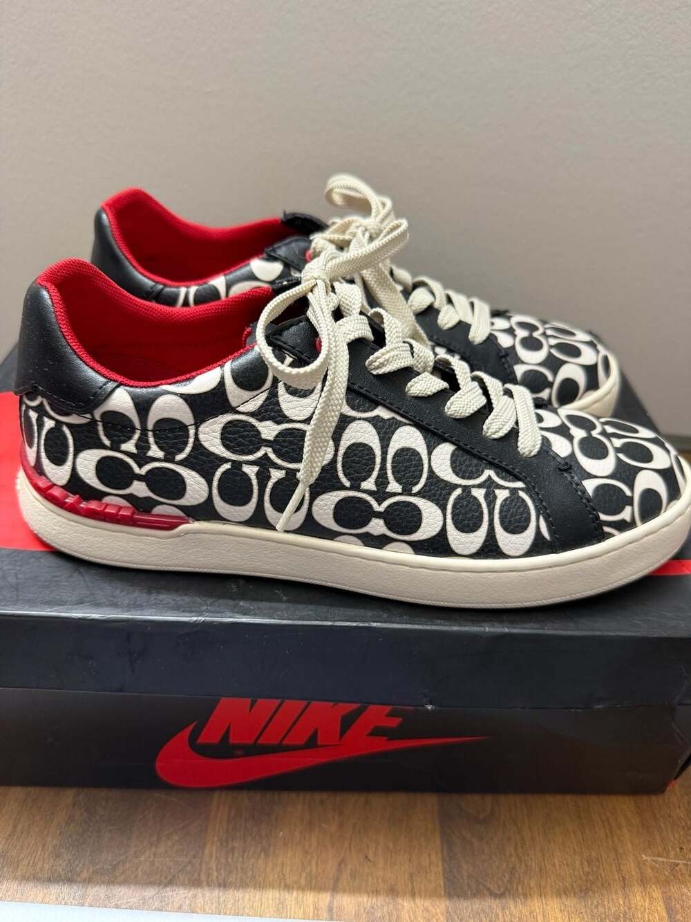 Coach Clip Low Top Sneaker Men Red Chalk Black